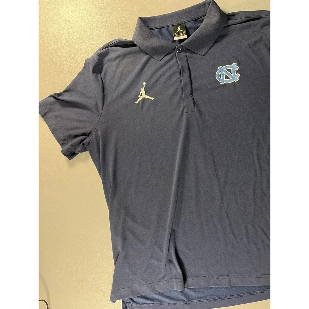 Jordan Polo Shirt Mens XL Navy Blue UNC Tar Heels Military Bowl Dri-FIT Athletic